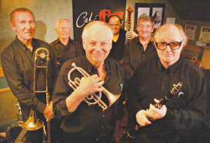 Dick Williams Six, Café Jazz Cardiff: Bob Tunnicliffe, Mike Pincombe, Dick Williams, Brian Jobson, John Evans. 