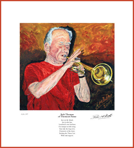 Jazz&Jazz Fine Art Print of Bob Thomas. The poem was aimed at keeping live jazz in the village pub.