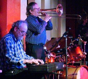 Martin on keyboard, John Finch on trombone