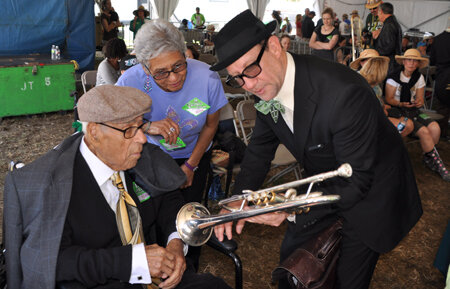 Lionel Ferbos with Dukes of Dixieland leader Kevin Clarke