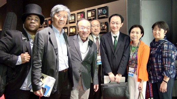 Grammy winning blues musician & actor Chris Thomas King, Mr. Richard Mei (American Embassy), Yoshio Toyama, Takao Sasaki (Miyagi Music Aid Network), Kenji Matumoto (Japan Foundation), Keiko Toyama, Hiroko Maruko (American Embassy)