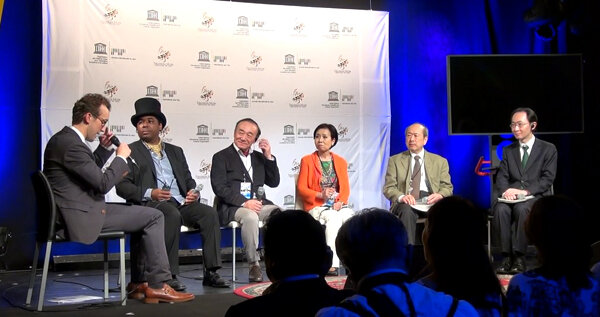 Yoshio and Keiko participating in a Tohuku Tsunami panel discussion