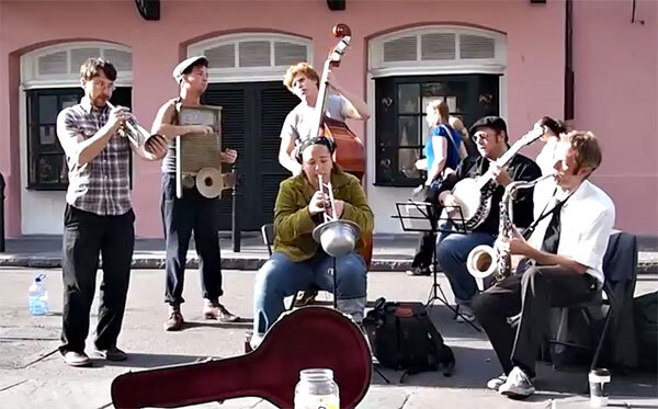 Shot Gun Jazz Band live on Royal Street  in New Orleans (courtesy of erichapjames