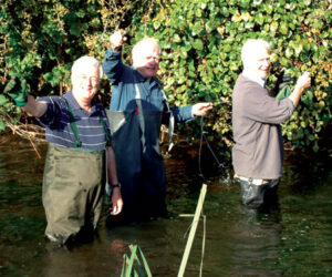 Pranks in the River Colne, (left to right) Philip. me and Bob during a Lemsford river bank clearance.