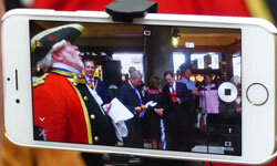 Laurence captured this image of the Town Cryer and the band on my iPhone Lens Camera,